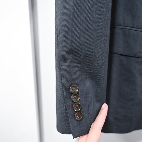 J Crew Unstructured Cotton Twill Microstripe Blazer Jacket Gray Blue - Picture 4 of 7